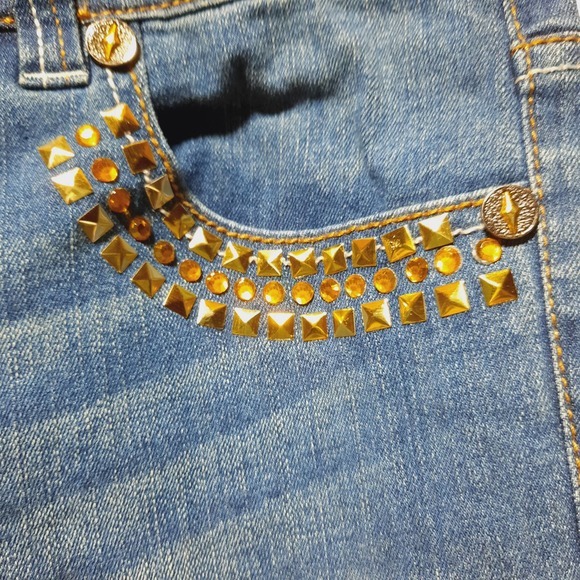 V Cristina‎ Women's Stretchy Straight Leg Embellished Pocket Jean 10 - Picture 3 of 9